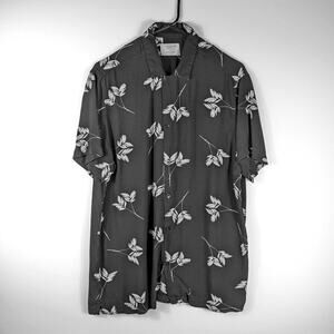 Zipcode Ricky Singh Floral Button Up Shirt Men’s M Black Short Sleeve Viscose